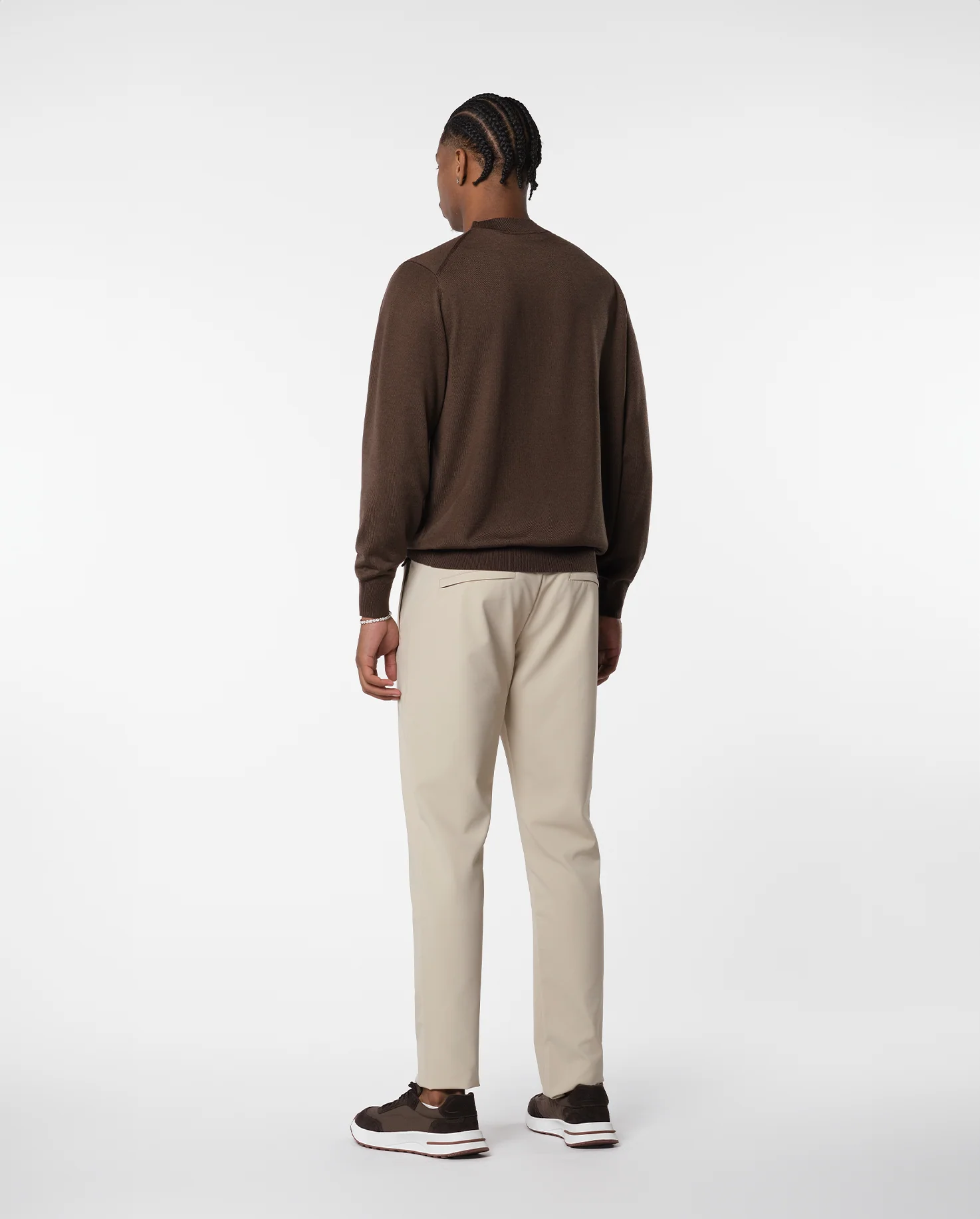 CASHWOOL CREWNECK SWEATER - BROWN - Image 4