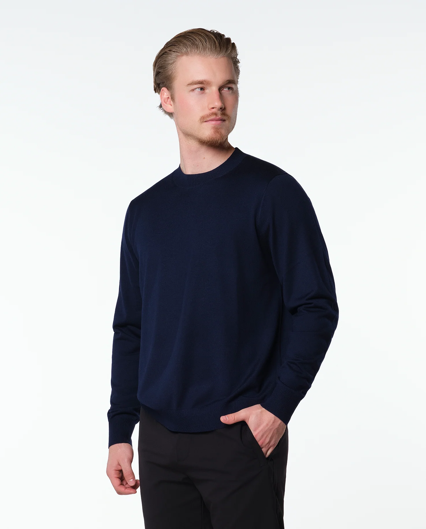 CASHWOOL CREWNECK SWEATER - NAVY - Image 3