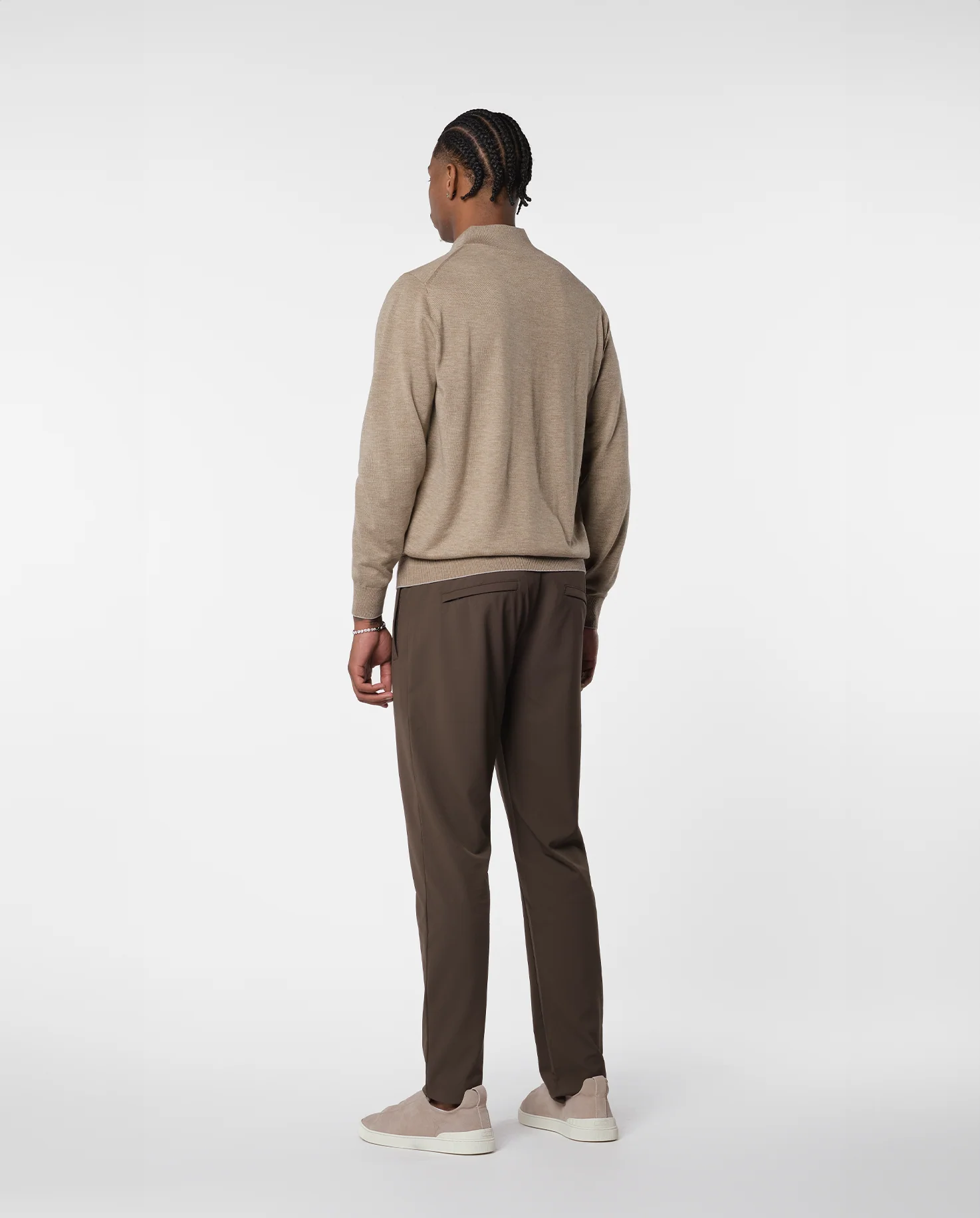 CASHWOOL HALFZIP SWEATER - BEIGE - Image 5