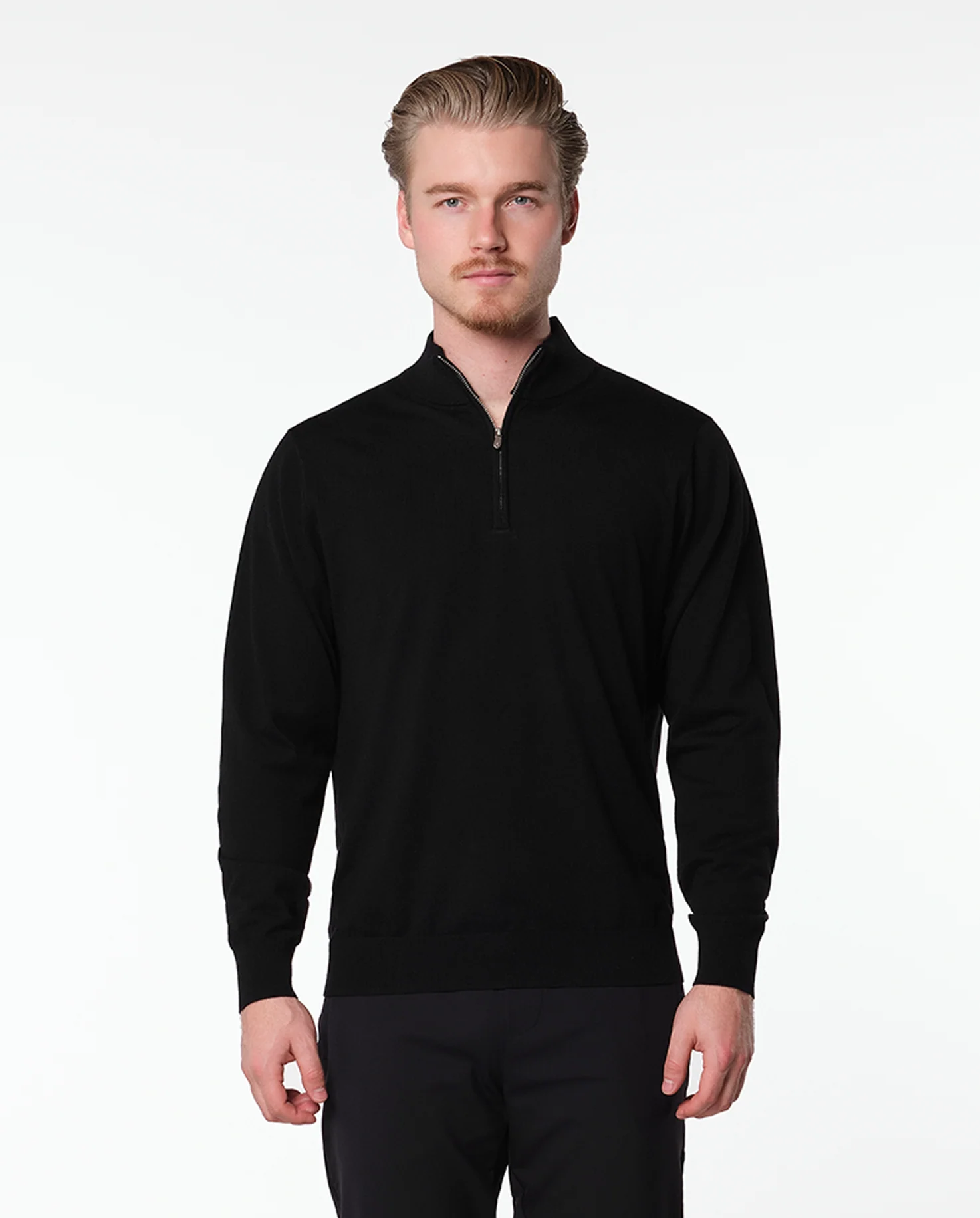 CASHWOOL HALFZIP SWEATER - BLACK - Image 3