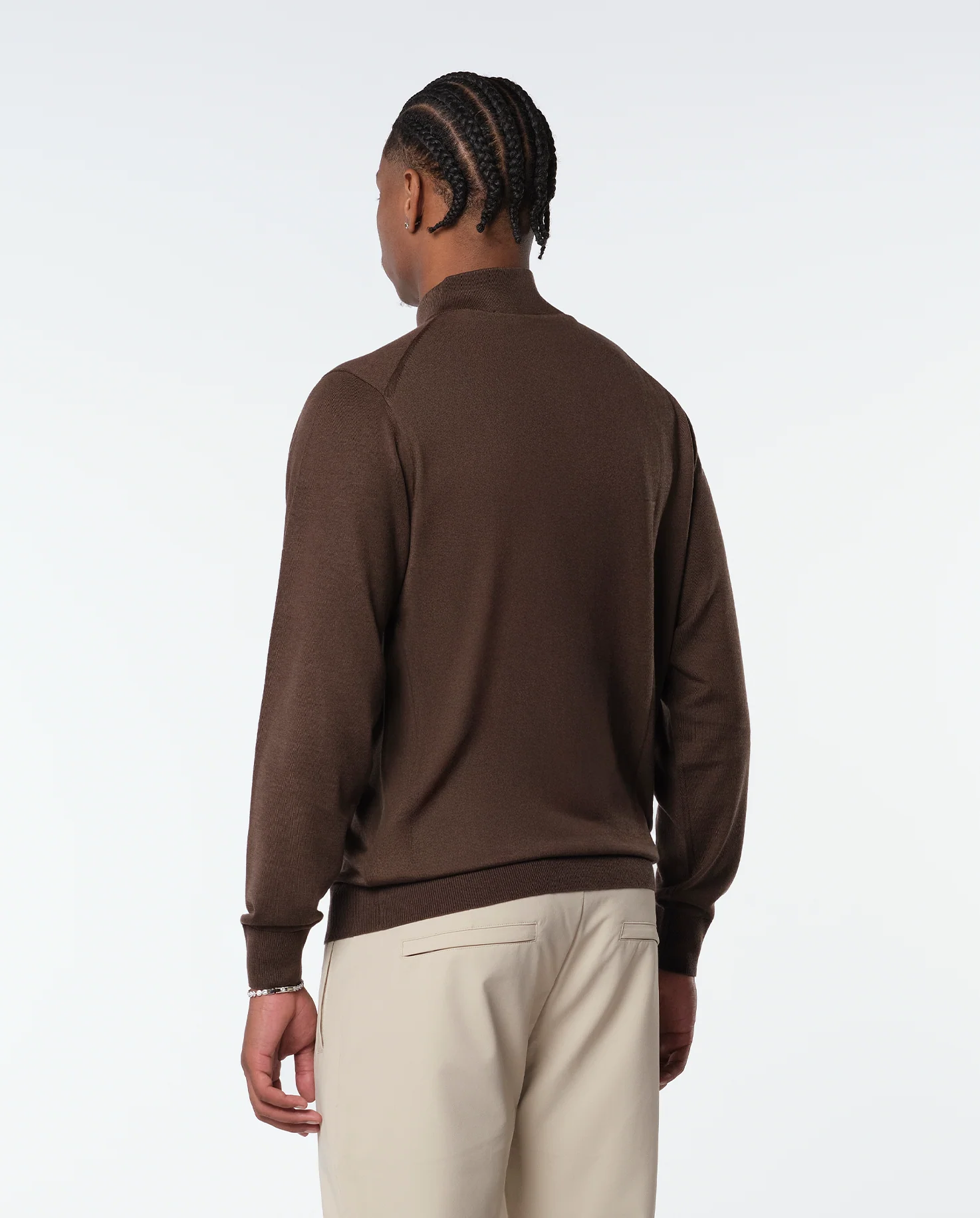 CASHWOOL HALFZIP SWEATER - BROWN - Image 3