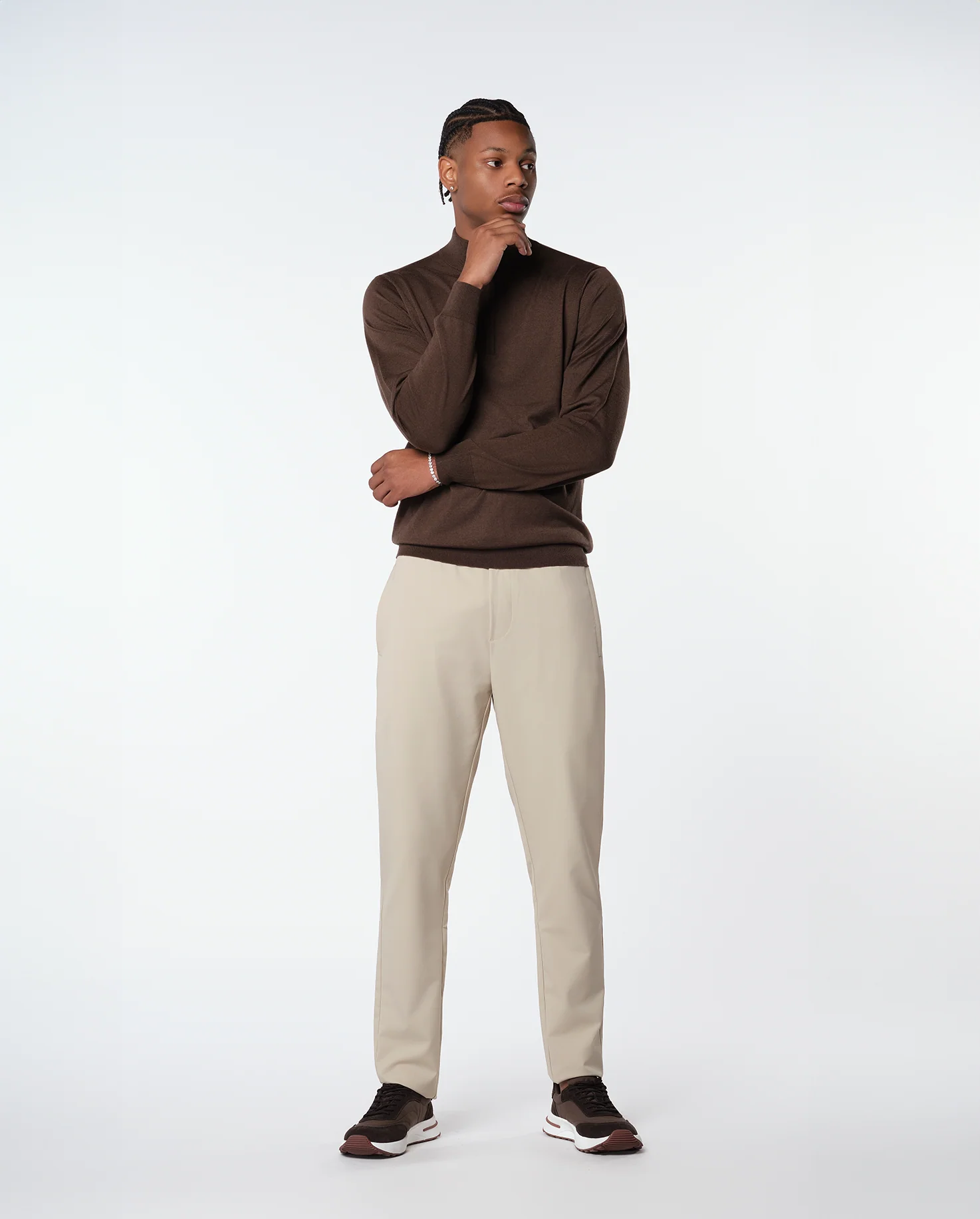 CASHWOOL HALFZIP SWEATER - BROWN - Image 5