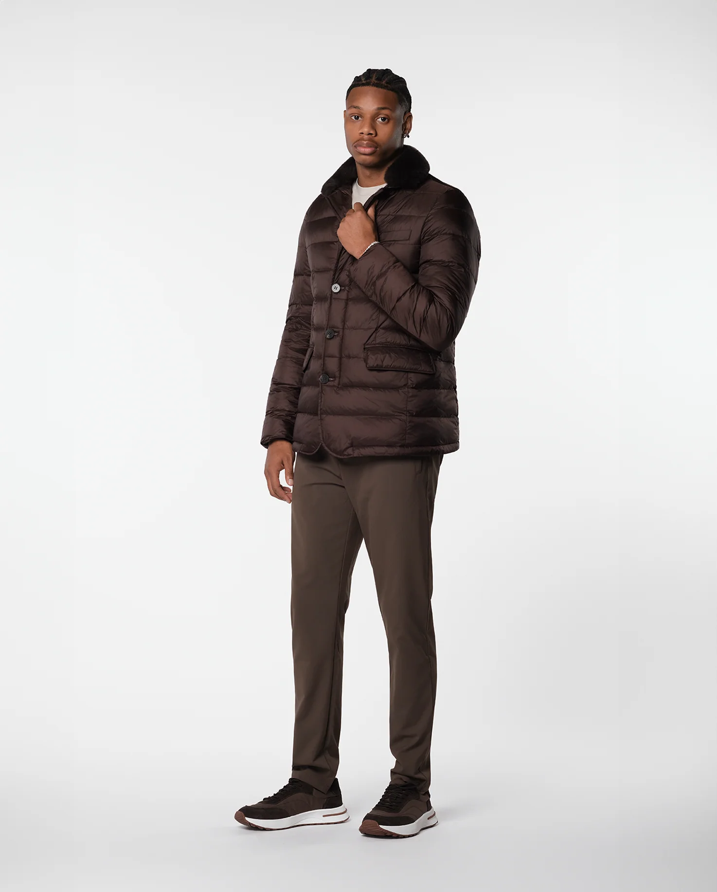 FURNECK DOWN COAT - BROWN - Image 4