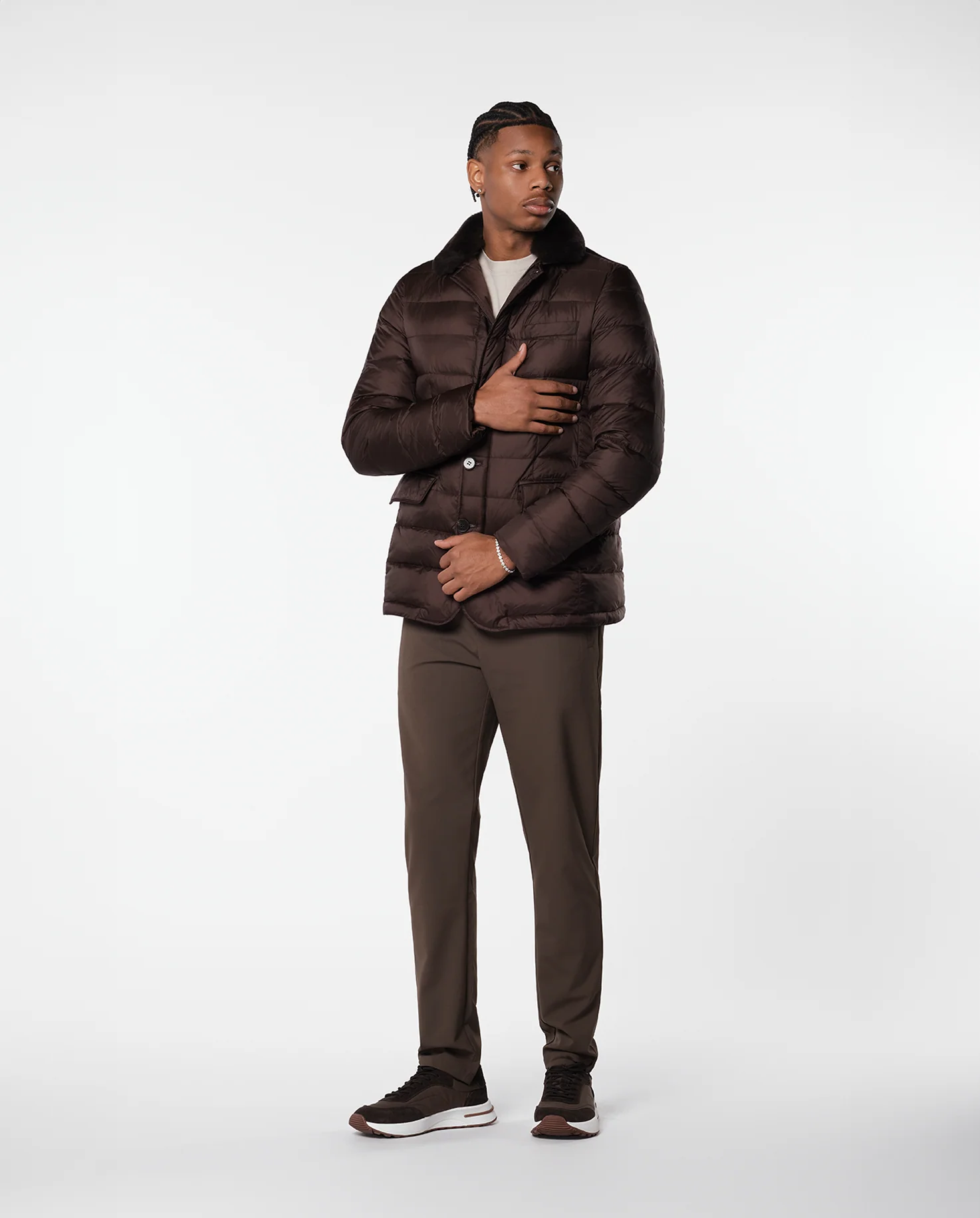 FURNECK DOWN COAT - BROWN - Image 6