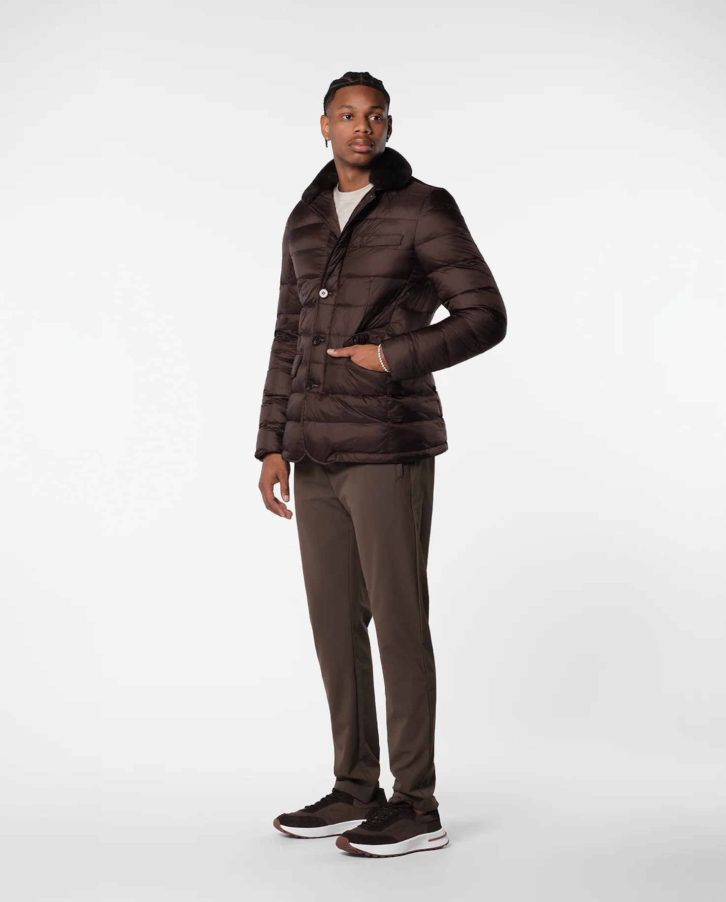 FURNECK DOWN COAT - BROWN - Image 7