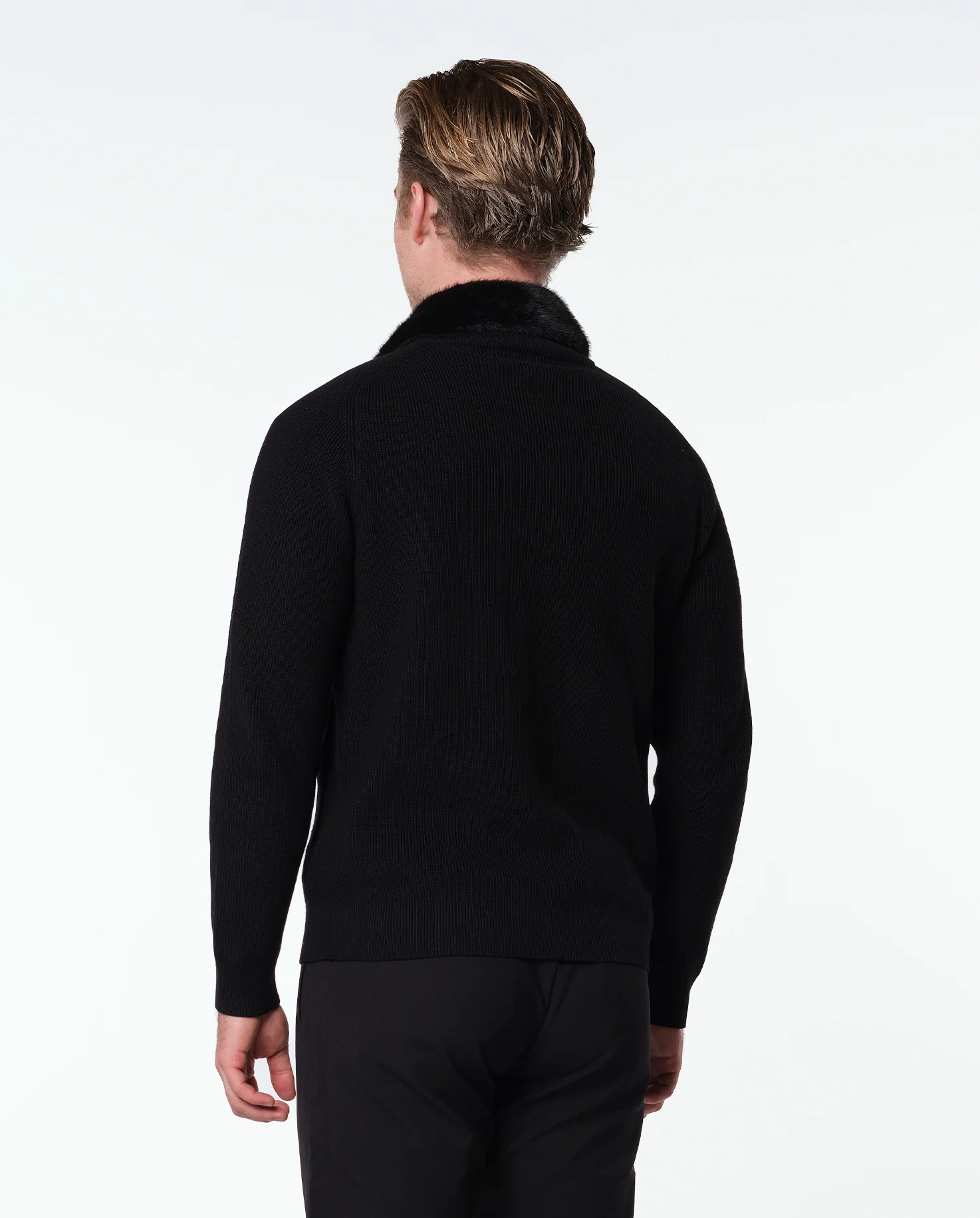 FURNECK KNIT JACKET - BLACK - Image 4