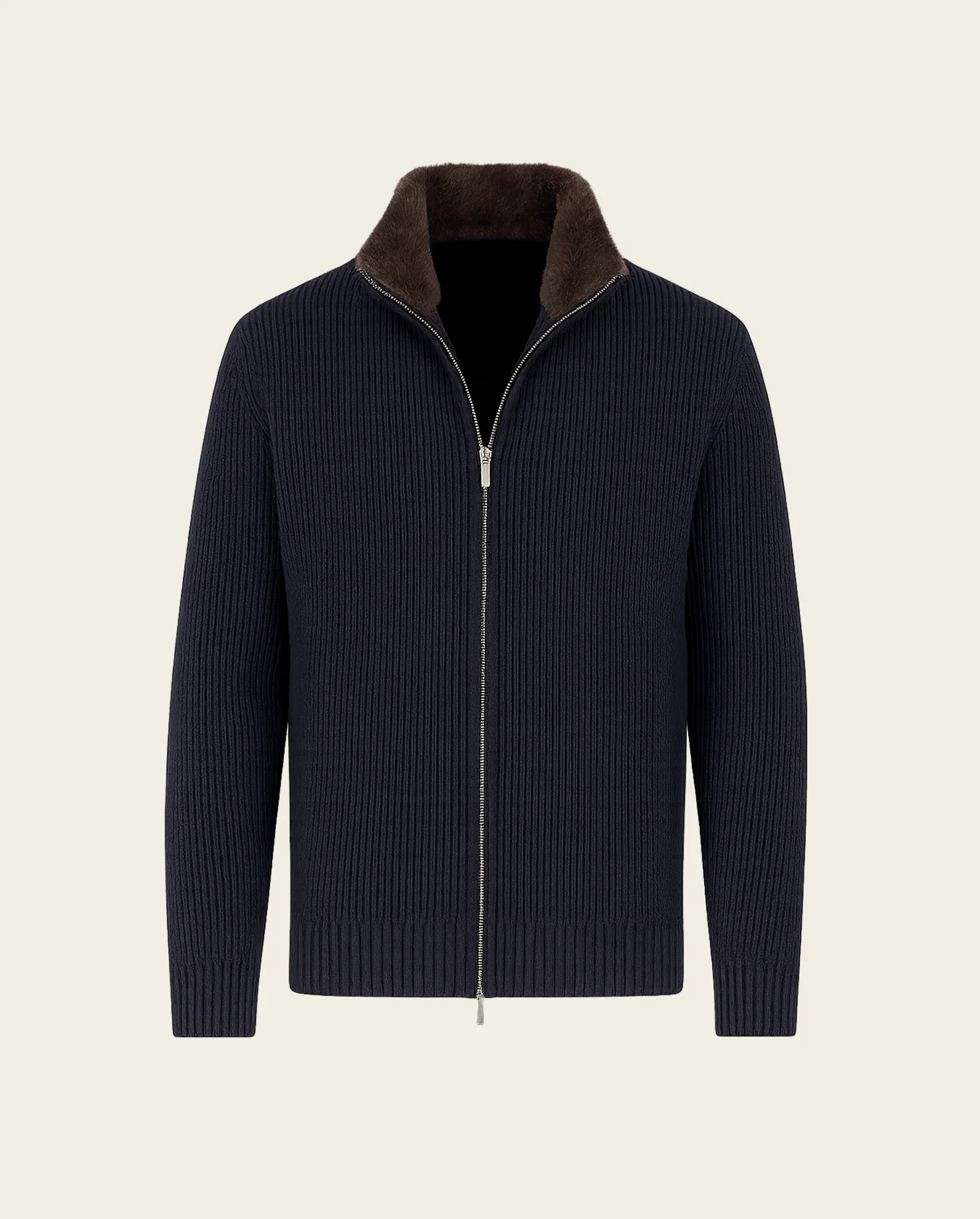 FURNECK KNIT JACKET - NAVY - Image 2