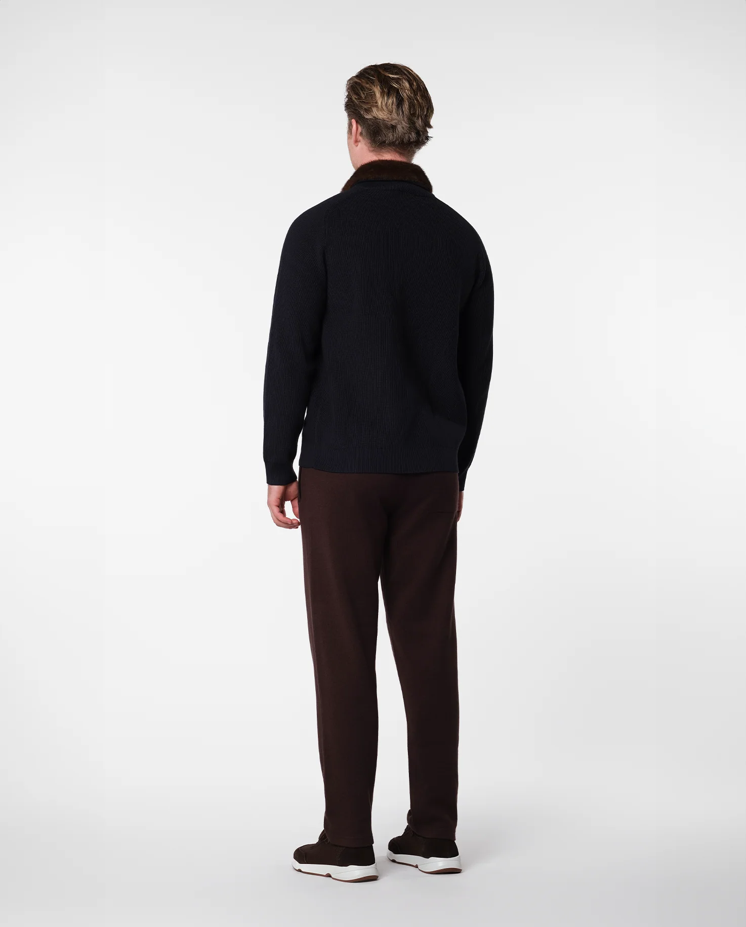 FURNECK KNIT JACKET - NAVY - Image 4