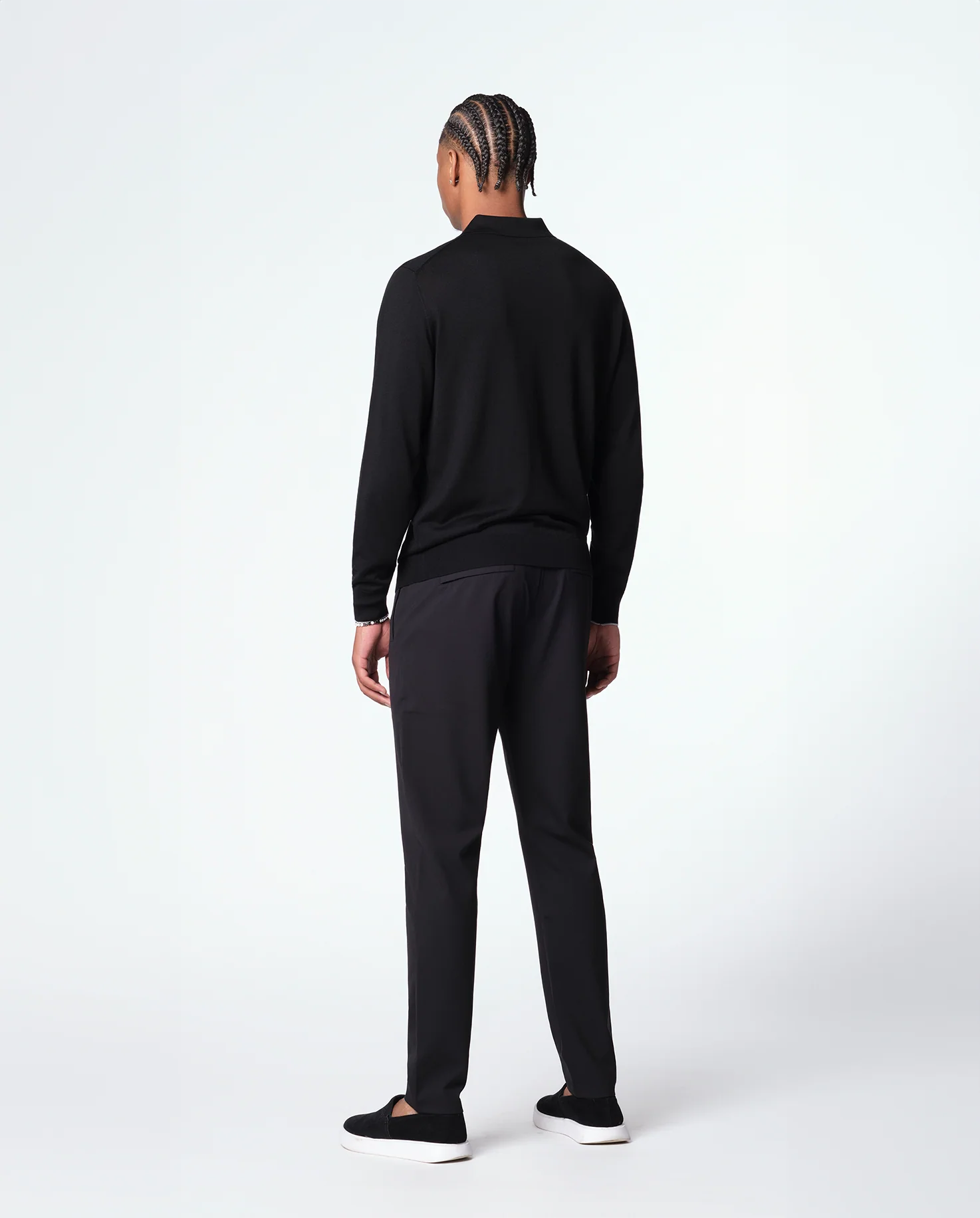 KNIT LS POLO - BLACK - Image 3