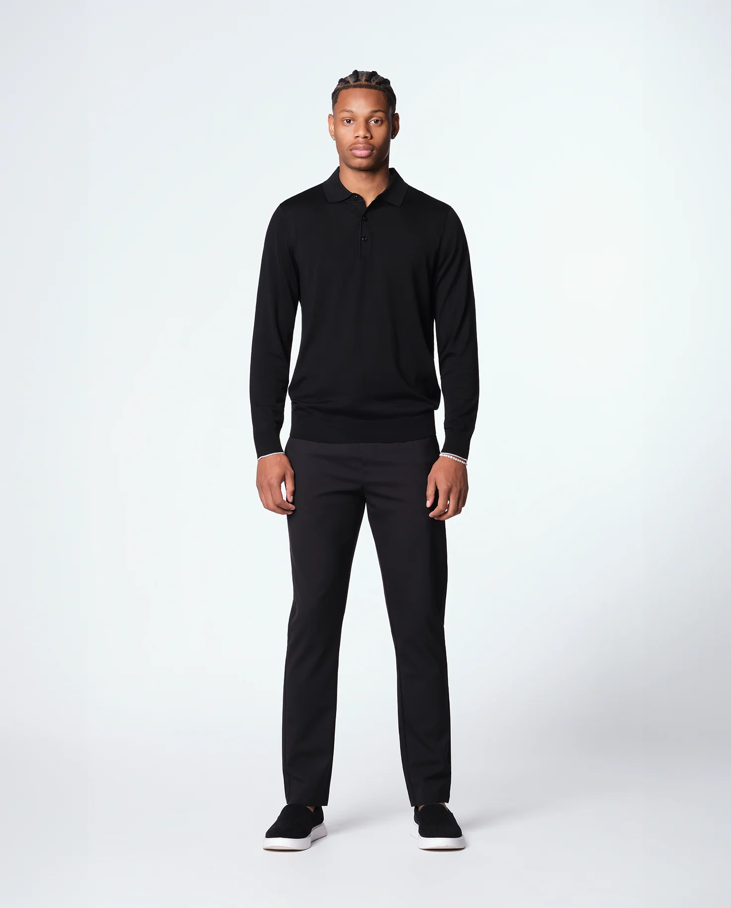 KNIT LS POLO - BLACK - Image 5