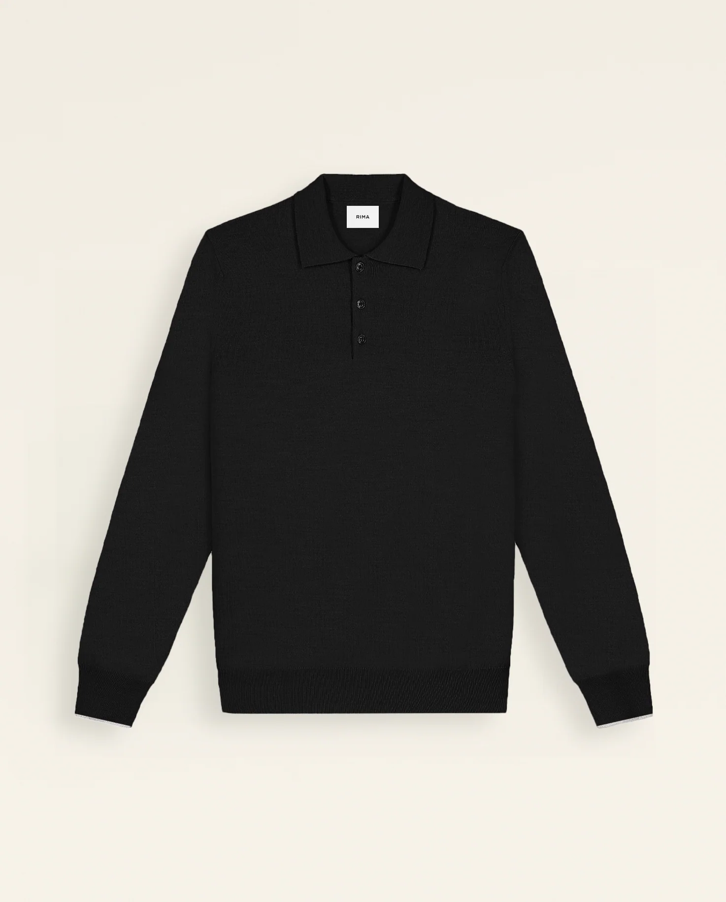 KNIT LS POLO - BLACK - Image 6