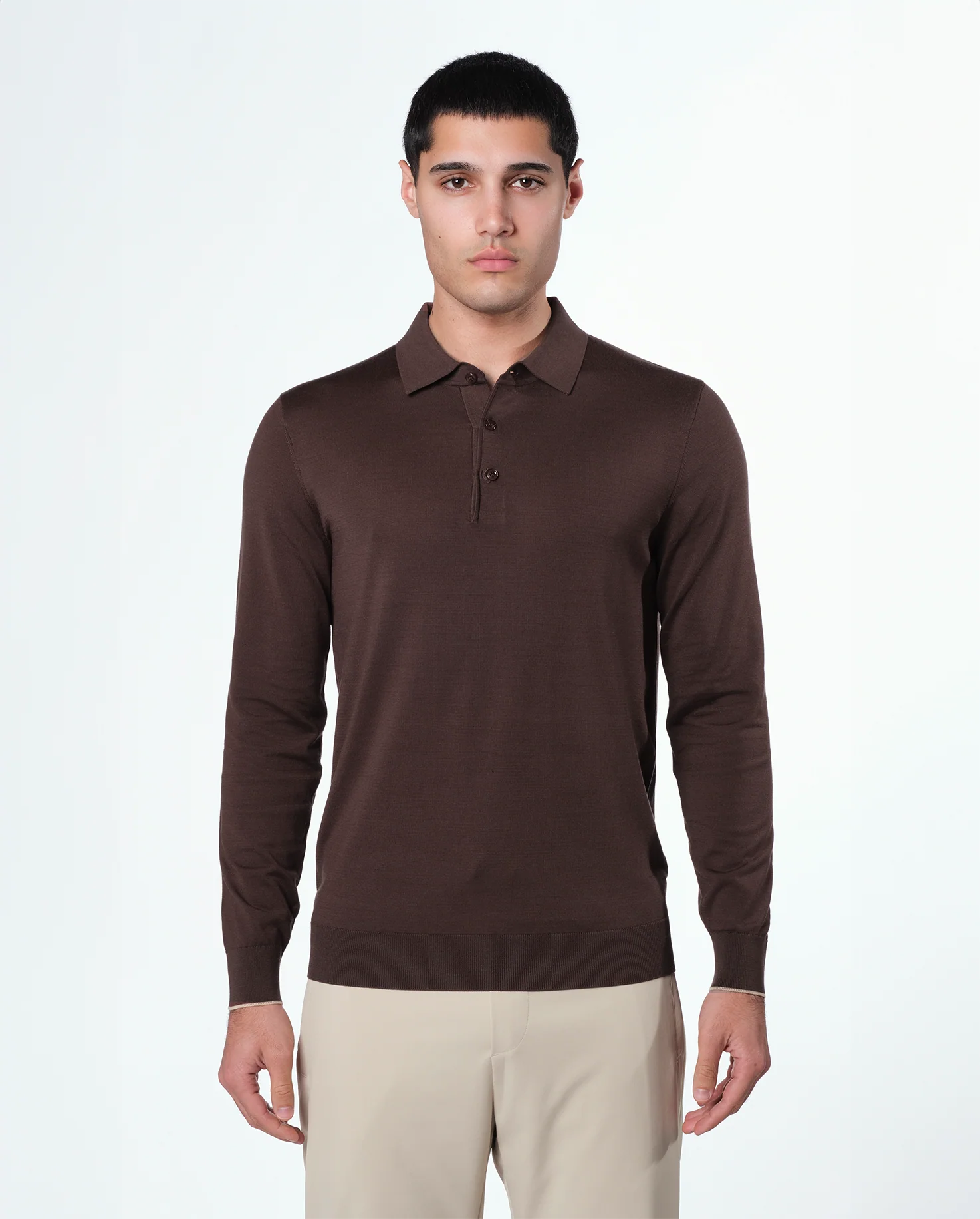 KNIT LS POLO - EBONY - Image 3