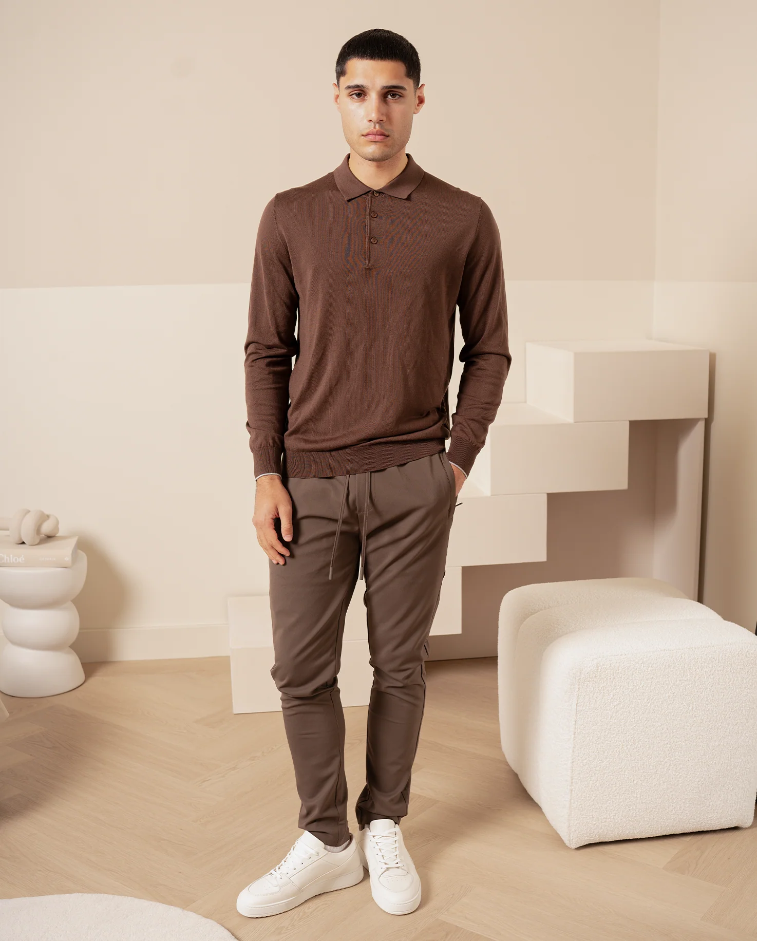 KNIT LS POLO - EBONY - Image 6