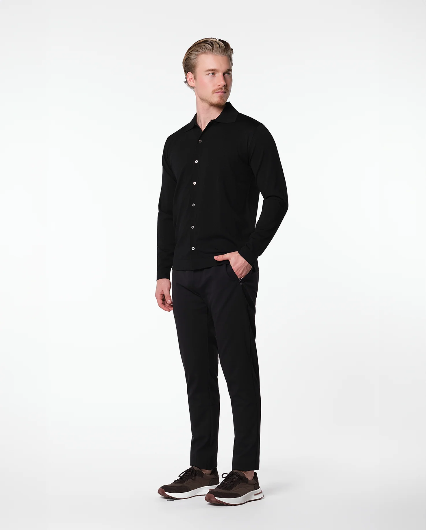 KNITTED SHIRT - BLACK - Image 4