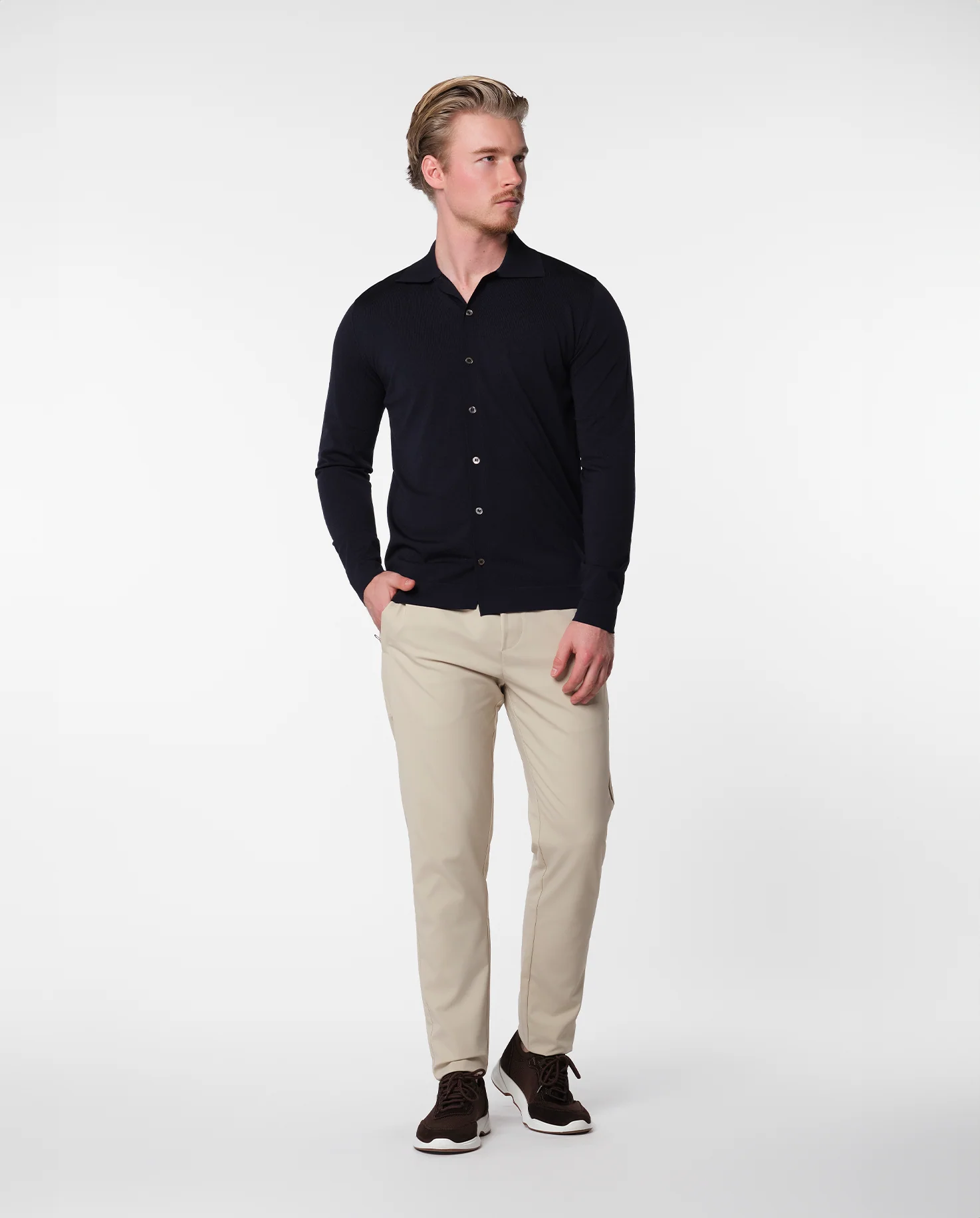KNITTED SHIRT - NAVY - Image 2