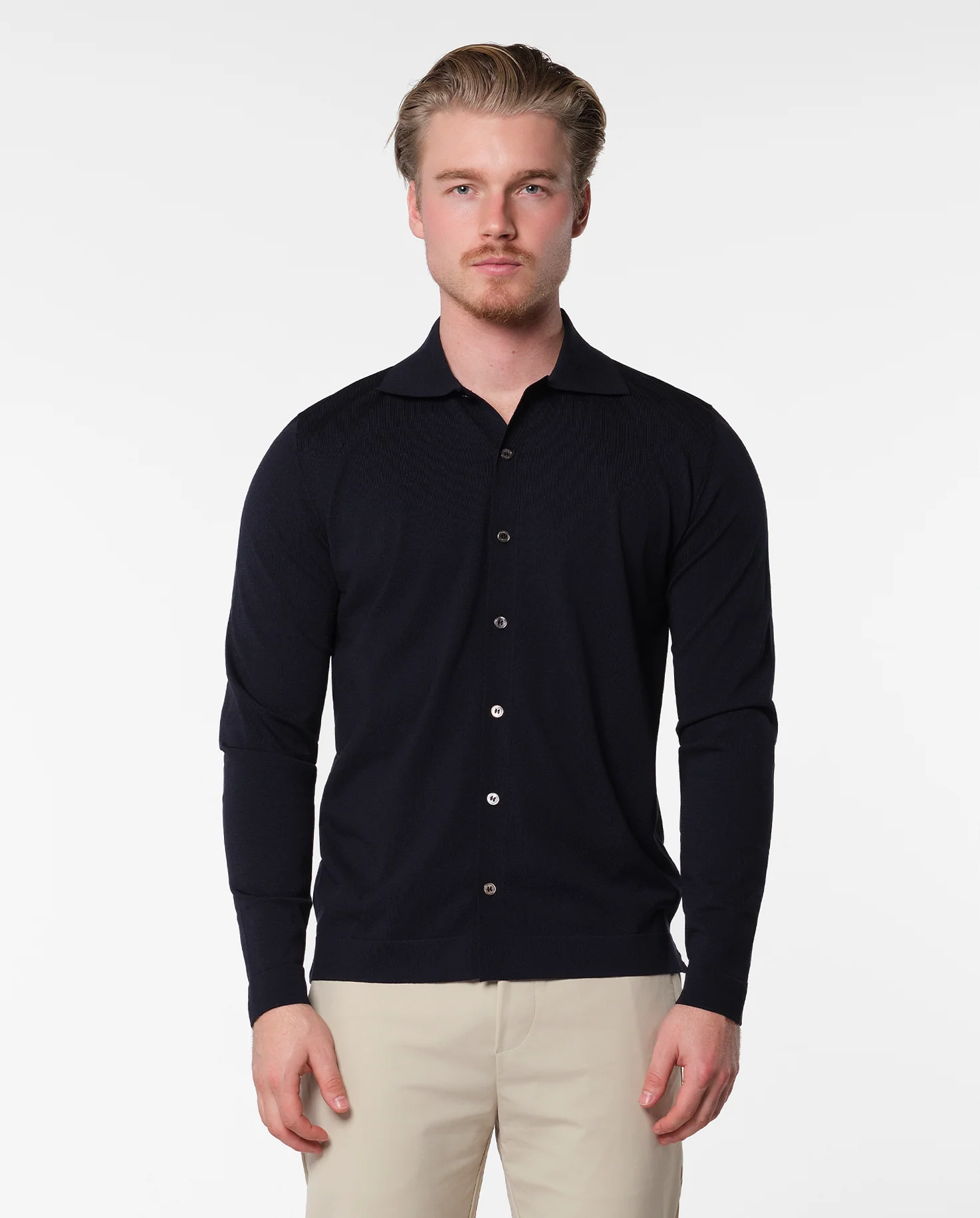 KNITTED SHIRT - NAVY - Image 3