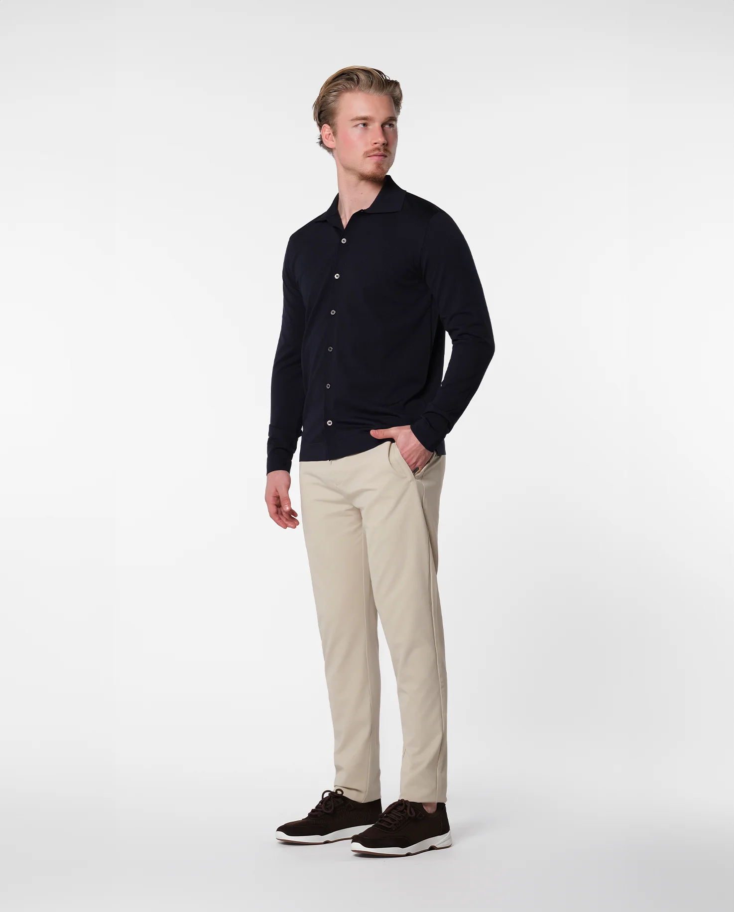 KNITTED SHIRT - NAVY - Image 4