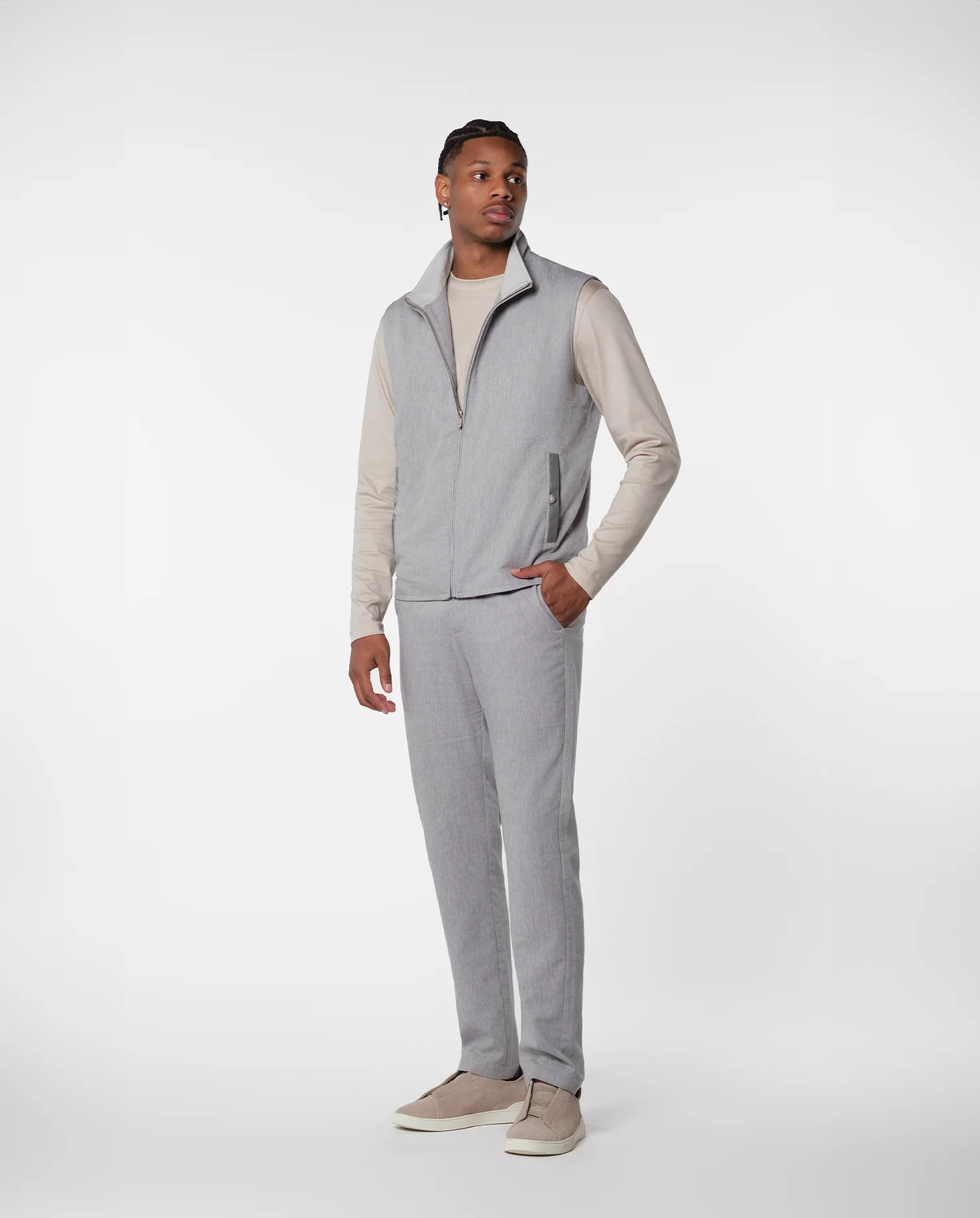 LINEN TECH GILET - IVORY - Image 5