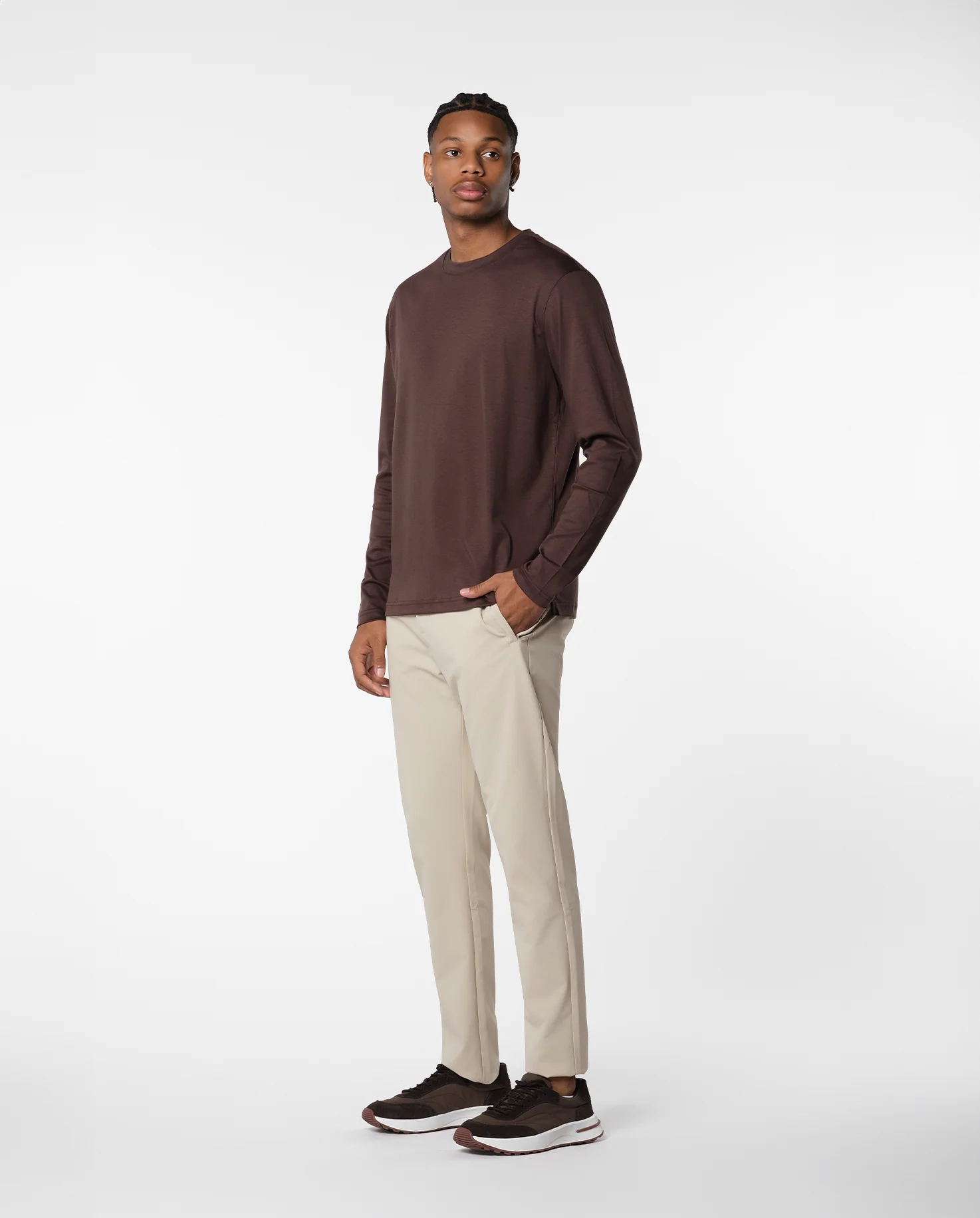 LUXE L/S T-SHIRT - BROWN - Image 3