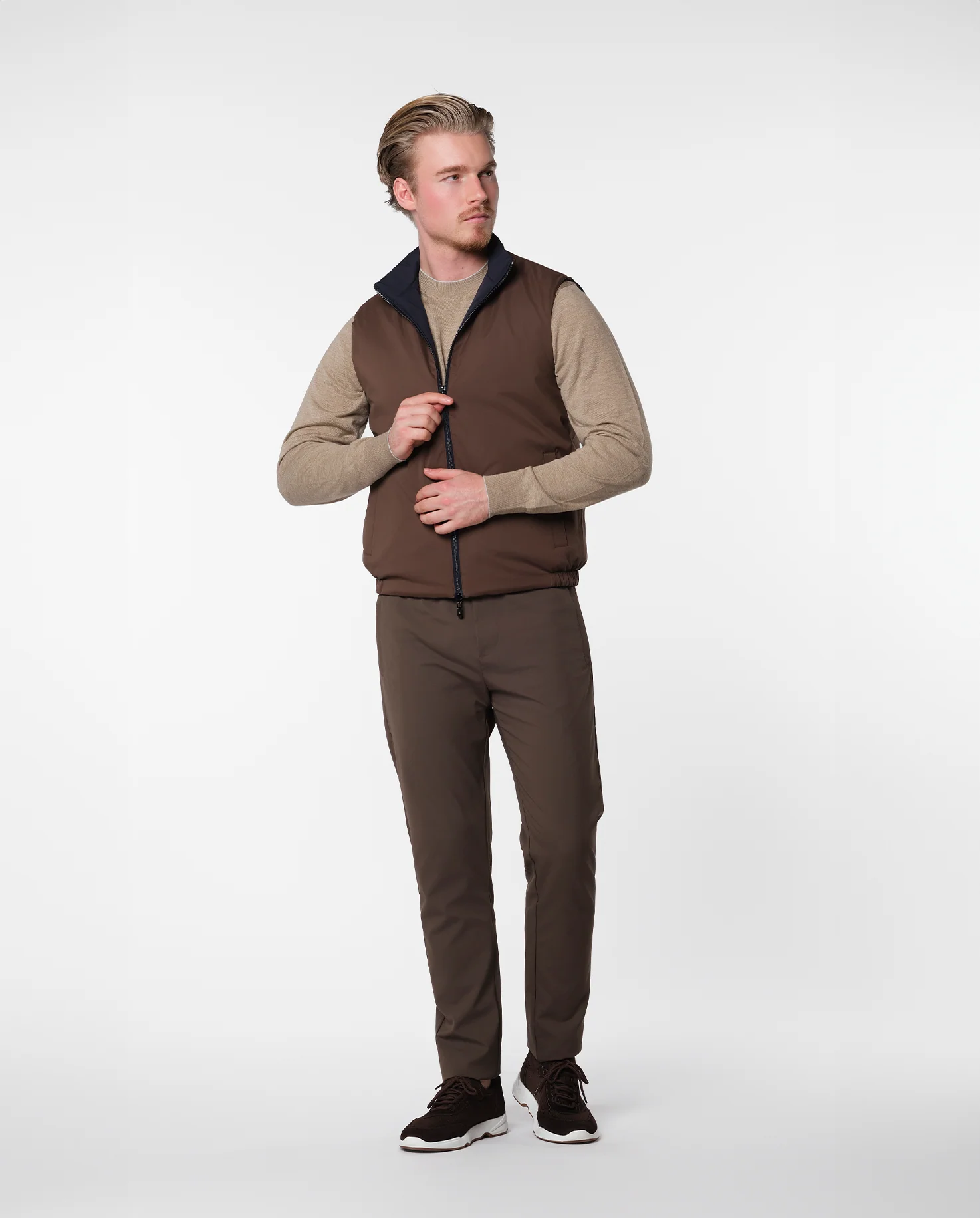 REVERSIBLE VEST - NAVY/BROWN - Image 5