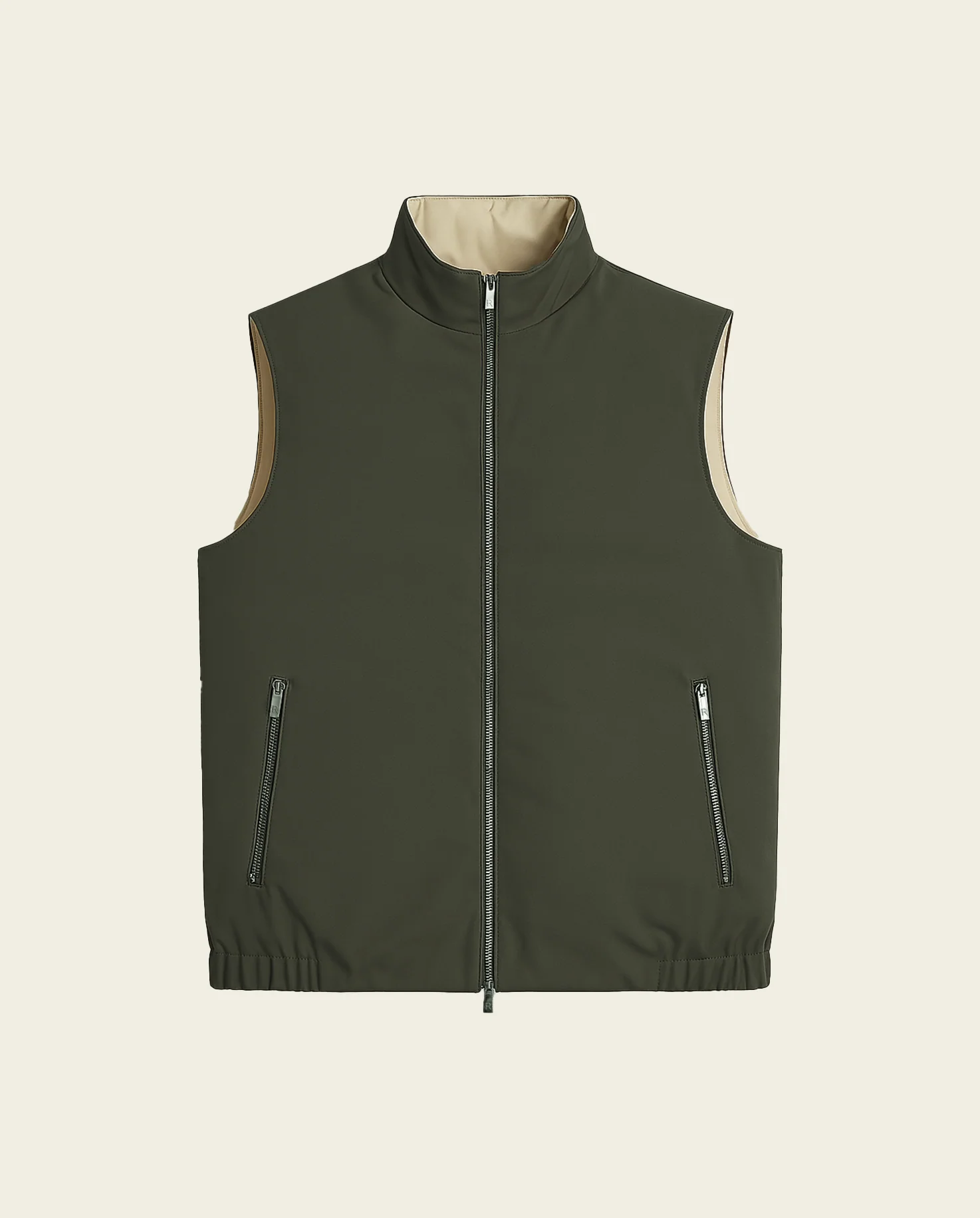 REVERSIBLE VEST - GREEN/BEIGE - Image 10