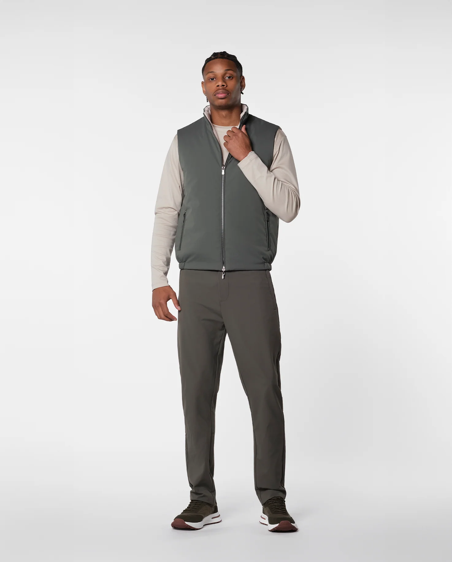 REVERSIBLE VEST - GREEN/BEIGE - Image 4