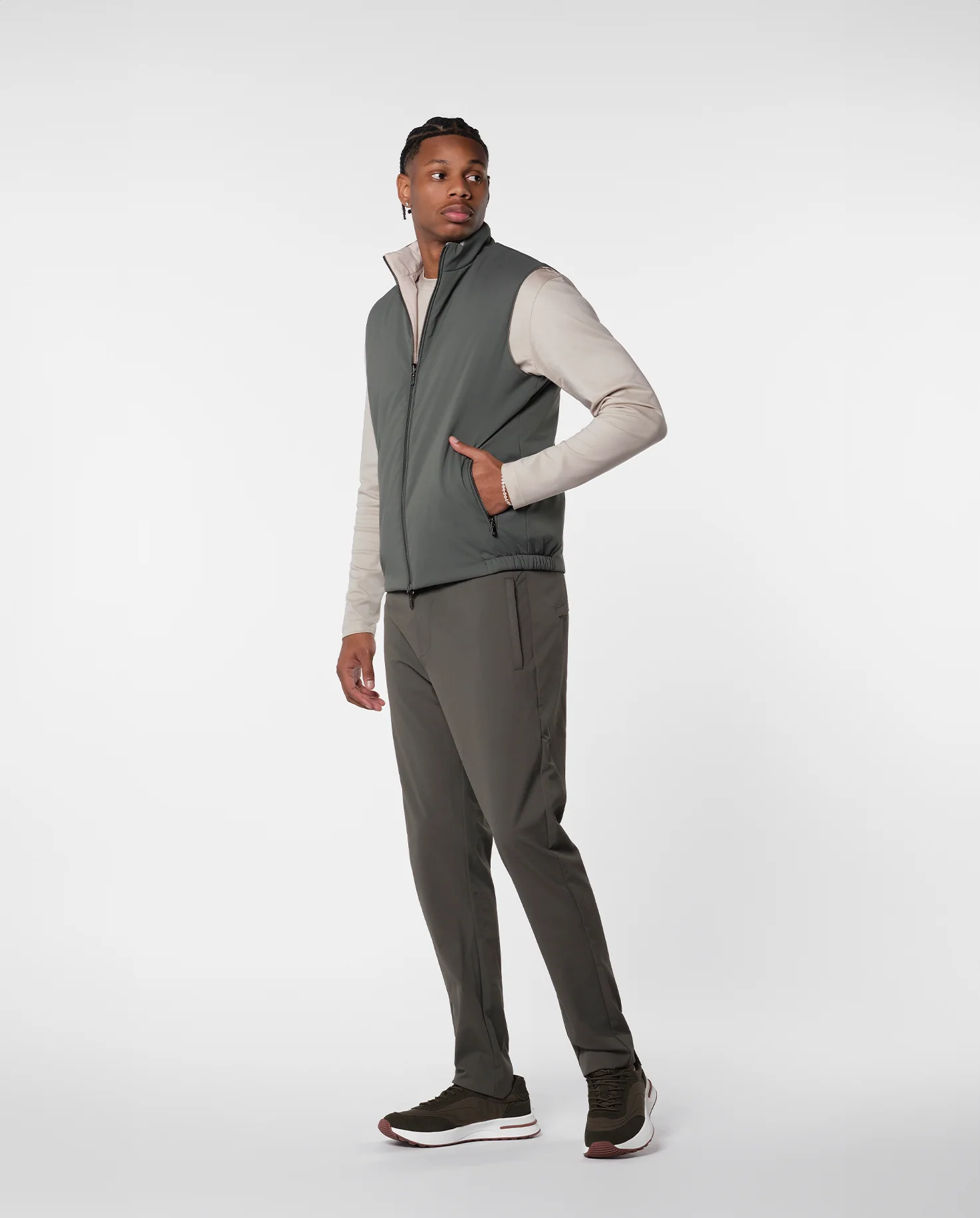 REVERSIBLE VEST - GREEN/BEIGE - Image 5