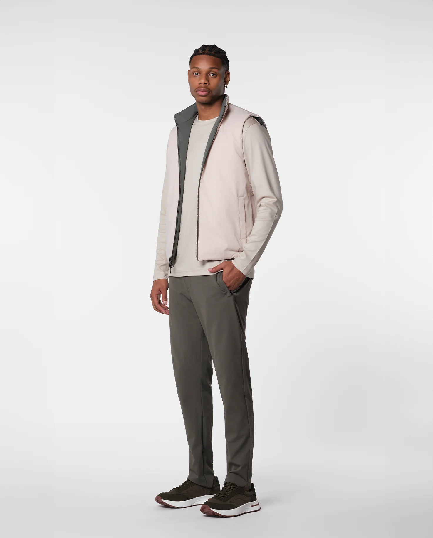 REVERSIBLE VEST - GREEN/BEIGE - Image 7